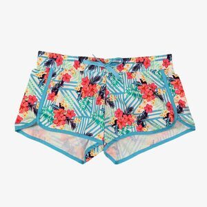 Tipsy Elves Short Womens S Small Multi Swim Hawaiian Floral Tie Waist Drawstring